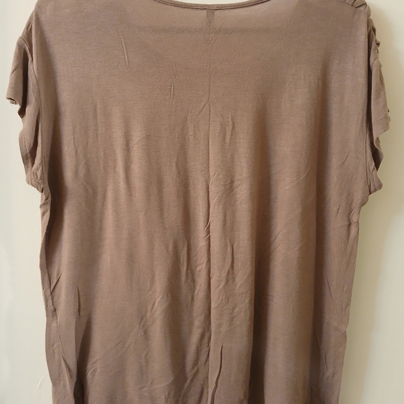 Women's Soft Splash Criss-Crossed Shoulder Sides Brown Blouse Size Large - Picture 9 of 13